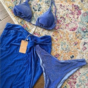 BERLOOK Blue Glitter Bikini Set